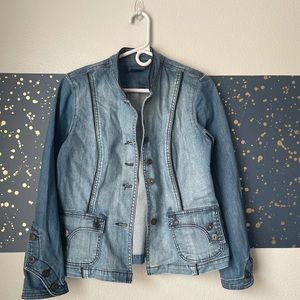 Fitted Jean Jacket w/ Mandarin Collar and details
